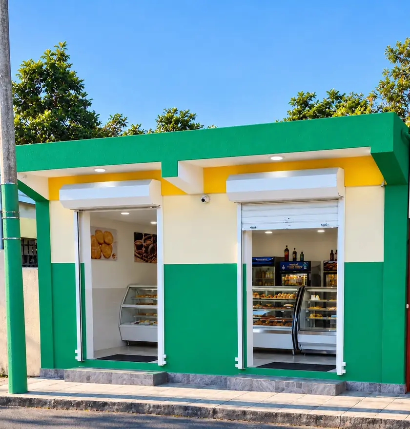 Fachada verde y crema de Panadería y Repostería Brito en Calle Juan Lafy #19